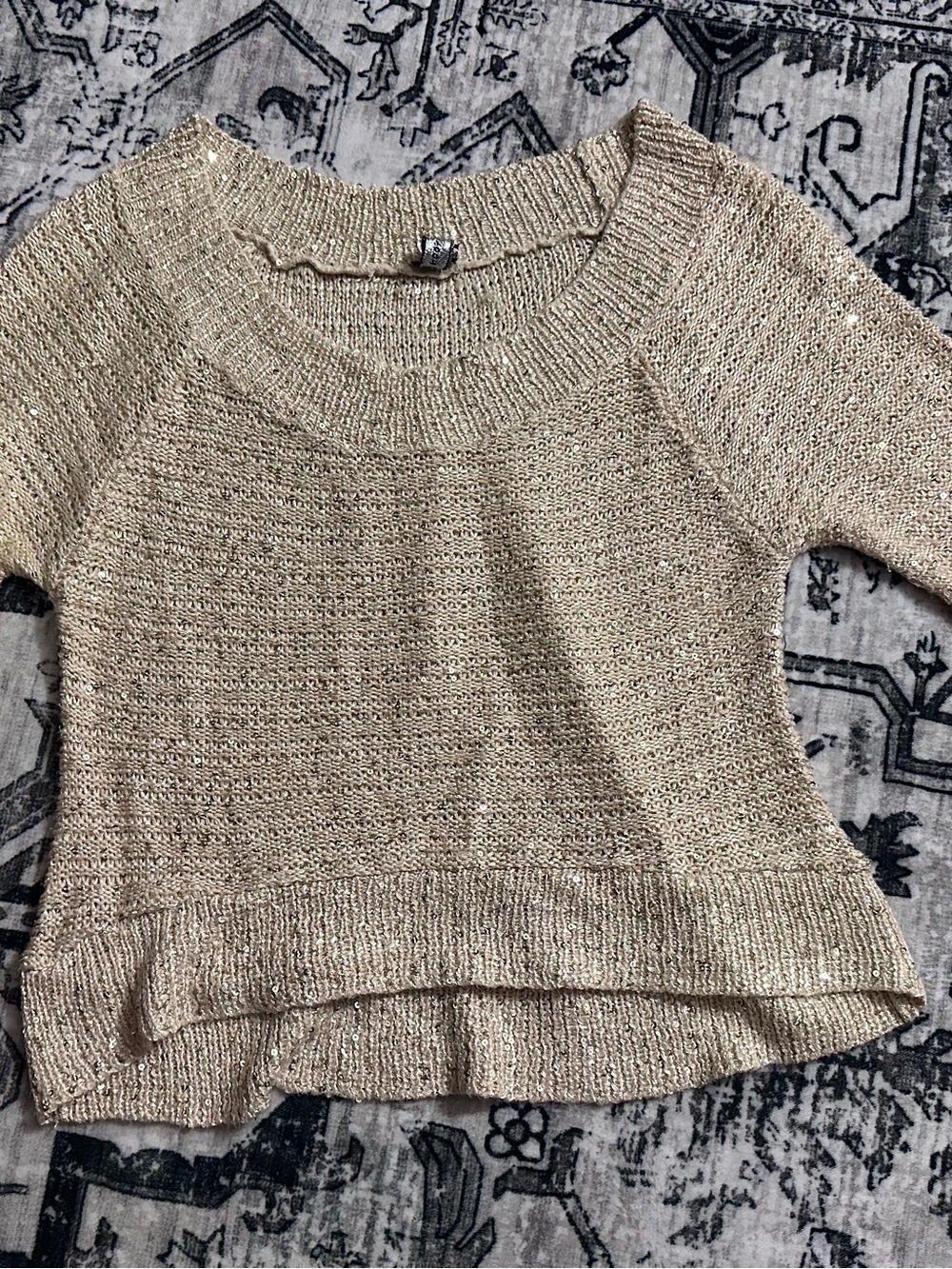 Metallic Cream Knit Women's Sweater